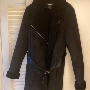 DKNY Belted Faux Shearling Coat